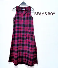 ビームス ボーイ 秋  冬 春 フリーサイズ BEAMS BOY ノースリーブ ワンピース  チェック ピンク ロング