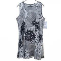 未使用 ZARA BASIC ザラベーシック 総柄 ノースリーブ ワンピース L ブラック タグ付 レディース 古着