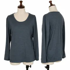 マドモアゼルノンノンMademoiselle NON NON ウール裾ピスネームカットソー 青緑38M