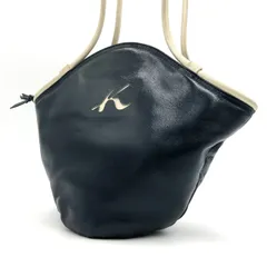 キタムラ Kitamura ハンドバッグ 紺色 ネイビー レザー 本革 腕掛け トートバッグ