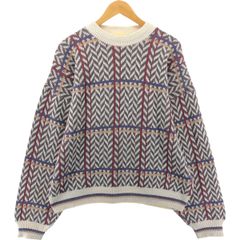 古着 90年代 セントジョンズベイ ST.JOHN'S BAY 総柄 コットンニットセーター USA製 メンズL相当 ヴィンテージ/eaa546696