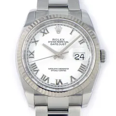 ロレックス Rolex 腕時計 デイトジャスト 116234 ホワイト文字盤 ローマンインデックス ルーレット刻印 ランダムシリアル デイト K18WG SS 自動巻き 【箱・保付き】 【中古】のサムネイル