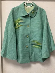 美品　ポンチョ　グリーン　F