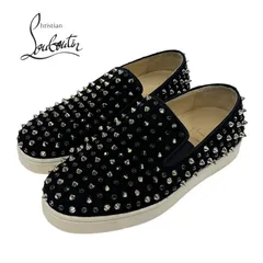 クリスチャンルブタン Christian Louboutin ローラーボート スニーカー 靴 シューズ スエード ブラック 黒 シルバー スリッポン スパイク スタッズ ラインストーン