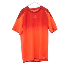 adidas アディダス 切替 トレーニング 半袖 ウェア L レッド Tシャツ スポーツ ロゴプリント メンズ 古着