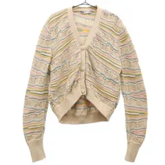 ZARA ザラ 総柄 長袖 ニット カーディガン M ベージュ レディース 古着