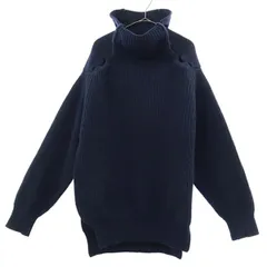 TOGA PULLA トーガ プルラ 長袖 ウールブレンド ハイネック デザイン セーター 36 ネイビー ニット レディース 古着