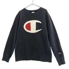 Champion チャンピオン ロゴプリント 長袖 スウェット トレーナー MEDIUM グレー メンズ 古着