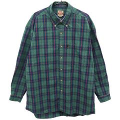 JEEP ジープ チェック 長袖 ボタンダウンシャツ LG グリーン系 メンズ 古着