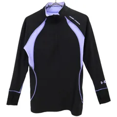 UNDER ARMOUR アンダーアーマー 切替 長袖 Tシャツ MD ブラック ハーフジップ ロゴプリント レディース 古着