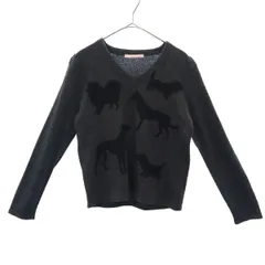 ポールスミスウーマン ドッグ柄 長袖 ウールブレンド Vネック セーター M グレー ニット レディース 古着