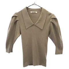 SNIDEL スナイデル ニットカラーパフスリーブプルオーバー 5分袖 SWNT214131 セーター F ベージュ レディース 古着