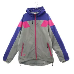 NIKE ナイキ 切替 フードジャケット M グレー ロゴプリント メンズ 古着