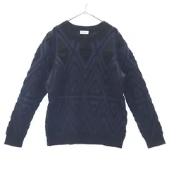 EN ROUTE アンルート 総柄 長袖 セーター 2 ネイビー×ブラック ニット ユナイテッドアローズ メンズ 古着