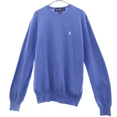 POLO GOLF RALPH LAUREN ポロゴルフラルフローレン ロゴ刺繍 ゴルフ 長袖 セーター S ブルー ニット メンズ 古着