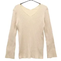 Mila Owen ミラオーウェン オーガニックコットンVネックリブニット 長袖 セーター 1 ベージュ 09WNT181077 レディース 古着