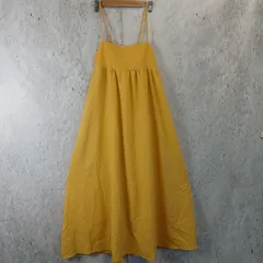 Alma Design アルマデザイン イエロー ギンガムチェック柄 ロング キャミワンピース Fサイズ レディース 〇□