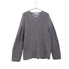 BLUE LABEL ブルーレーベル ボーダー 長袖 Vネック セーター M ネイビー×ホワイト ユナイテッドアローズ ニット メンズ 古着