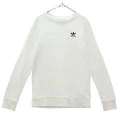 adidas アディダス トレフォイルロゴ刺繍 長袖 トレーナー XS ホワイト スウェット メンズ 古着
