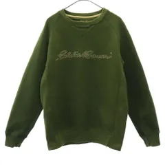 Eddie Bauer エディーバウアー ロゴ刺繍 長袖 トレーナー XS カーキ スウェット メンズ 古着