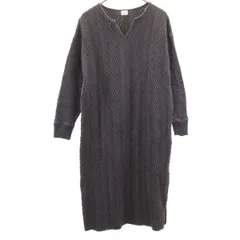 green label relaxing グリーンレーベルリラクシング フィッシャーマン 長袖 Vネック ロングワンピース ブラウン ユナイテッドアローズ アランニット レディース 古着