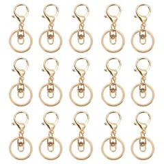 HappyHome ナスカン ゴールド 15個セット アクセサリーパーツ キーホルダー金具 キーリング 回転フック付き (ゴールド)