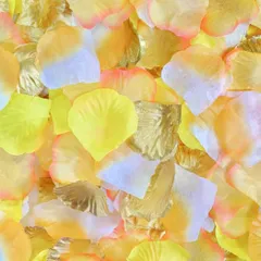 HappyHome フラワーシャワー 花びら 造花 1200枚セット フラワーペタル 結婚式 2次会 パーティーの演出に (ゴールド×オレンジ×イエロー)