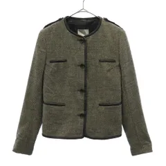 theory luxe セオリーリュクス 日本製 総柄 ノーカラージャケット 40 グレー レディース 古着