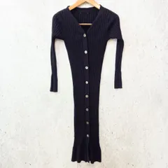 BARNYARDSTORM バンヤードストーム  ニットワンピース ロングカーディガン リブニット タイト Vネック シンプル ネイビー Fサイズ 〇◇☆
