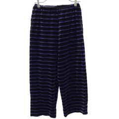 Wacoal ワコール ボーダー ベロア パンツ M パープル×ブラック STAY IN RELAX ルームウェア レディース 古着