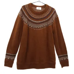 417EDIFICE フォーワンセブン エディフィス 総柄 長袖 セーター M ブラウン ニット メンズ 古着