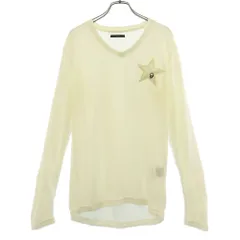 STUD MUFFIN スタッドマフィン ロゴワッペン 長袖 Vネック セーター 2 ホワイト ニット メンズ 古着