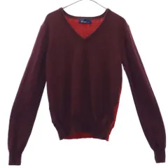 FRED PERRY フレッドペリー 長袖 Vネック セーター S パープル×レッド ニット レディース 古着