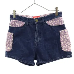 X-girl エックスガール ヒョウ柄 デニムショートパンツ 2 ネイビー レディース 古着