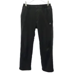adidas アディダス 3ストライプ ゴルフ ロングパンツ M ブラック ロゴプリント メンズ 古着