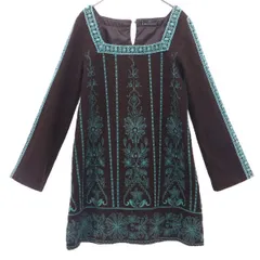 GRACE CONTINENTAL グレースコンチネンタル ウールブレンド 総柄 長袖 ワンピース 36 ブラウン系 レディース 古着