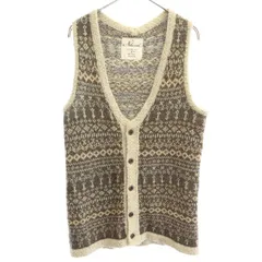 niko and... ニコアンド チマヨ柄 ニットベスト ブラウン系 レディース 古着