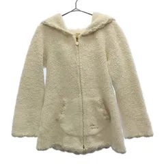 gelato pique ジェラートピケ ワンポイント刺繍 長袖 ふわモコ ルームウェア F ホワイト ジップパーカー ジェラピケ レディース 古着