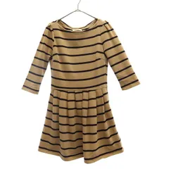 SNIDEL スナイデル ボーダー柄 5分袖 ワンピース 1 ブラウン×ブラック レディース 古着