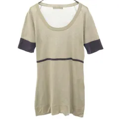 theory luxe セオリーリュクス 半袖 コットンニット カットソー 38 グレー×ネイビー レディース 古着