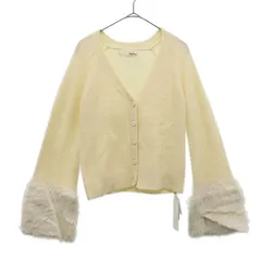 未使用 Lily Brown リリーブラウン 長袖 ファースリーブ ニットカーディガン F ホワイト レディース 古着