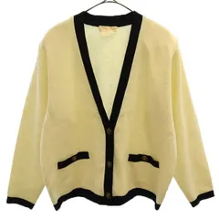 Brooks Brothers ブルックスブラザーズ ウール 長袖 ニットカーディガン L ホワイト×ブラック レディース 古着