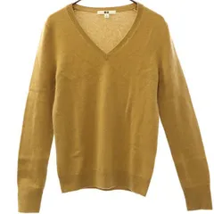 UNIQLO ユニクロ カシミヤ 長袖 Vネック セーター S ブラウン ニット メンズ 古着