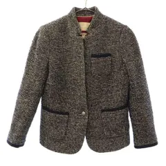 Banana Republic バナナリパブリック 総柄 スタンドカラー ジャケット 2 ネイビー系 レディース 古着