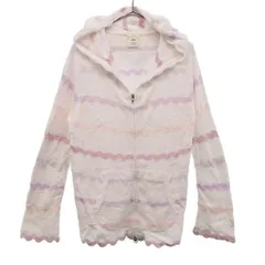 gelato pique ジェラートピケ ボーダー柄 長袖 ふわもこ ルームウェア F ピンク系 ジップパーカー ジェラピケ レディース 古着