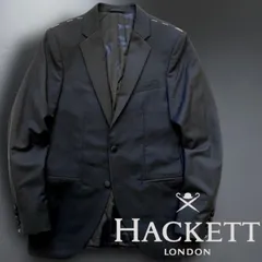 HACKETT LONDON ハケット ロンドン SATIN RIVIER JKT モヘヤ混ウール サテン ラペル くるみボタン 2B テーラードジャケット ブレザー 冠婚葬祭 HM450292 定8万 ブラック ▲051▼50910m03
