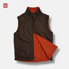 90s OLD UNIQLO リバーシブルベスト y2k ブラウン×オレンジ M