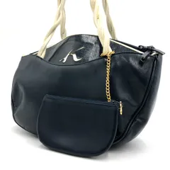 キタムラ Kitamura ハンドバッグ 紺 ネイビー レザー 本革 ポーチ付 紺色