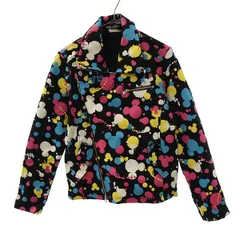 Disney ディズニー 総柄 ミッキーマウス コットン ライダースジャケット M レディース 古着