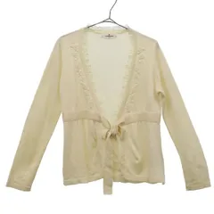 GALLERY VISCONTI ギャラリービスコンティ ウールブレンド 刺繍 長袖 ニットカーディガン 2 ホワイト レディース 古着